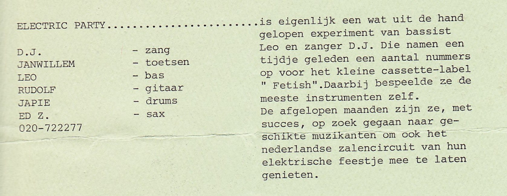 Line-up van Electric Party